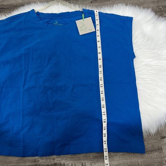 Kate Quinn Little Liam Royal Blue Organic Cotton Short Sleeve Boxy Top Tee - Picture 6 of 6